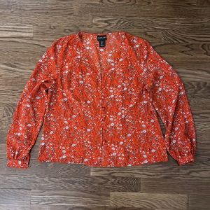 Rachel Zoe Red Floral Blouse w/ Buttons